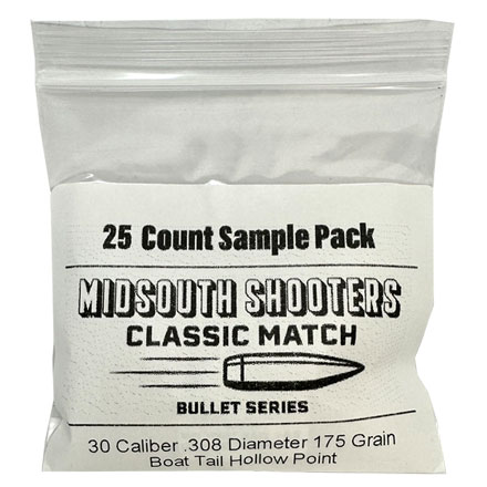 Classic Match 30 Caliber .308 Diameter 175 Grain Boat Tail Hollow Point 25 Count Sample Pack