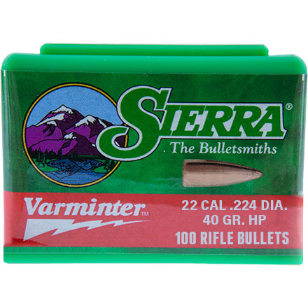 22 Caliber .224 Diameter 40 Grain Hollow Point Varminter 100 Count