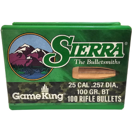 25 Caliber .257 Diameter 100 Grain Spitzer Boat Tail Gameking 100 Count