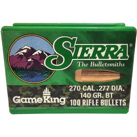 270 Caliber .277 Diameter 140 Grain Spitzer Boat Tail Gameking 100 Count