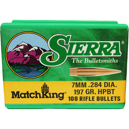 7mm .284 Diameter 197 Grain Hollow Point Boat Tail Matchking 100 Count