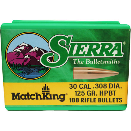 30 Caliber .308 Diameter 125 Grain Hollow Point Match King 100 Count