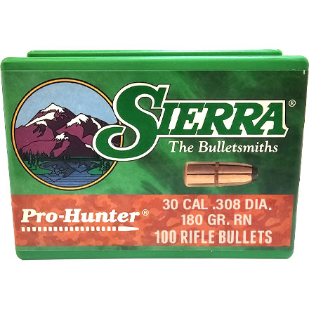 30 Caliber .308 Diameter 180 Grain Round Nose 100 Count