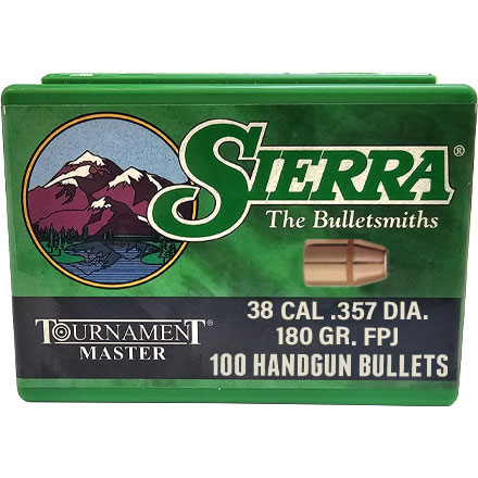 38 Caliber .357 Diameter 180 Grain Full Profile Jacket Tournament Master 100 Count