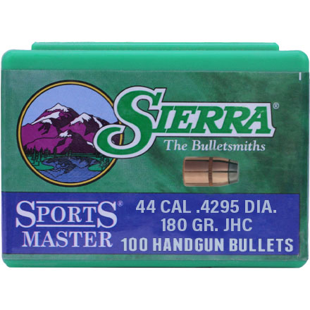 44 Caliber .4295 Diameter 180 Grain Jacketed Hollow Cavity Sports Master 100 Count