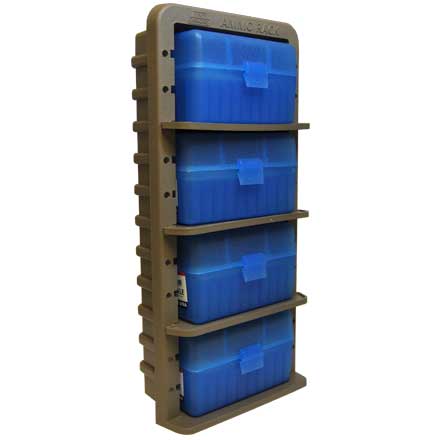 Dark Earth Ammo Rack with 4 RS-50-29 Clear Blue Ammo Boxes