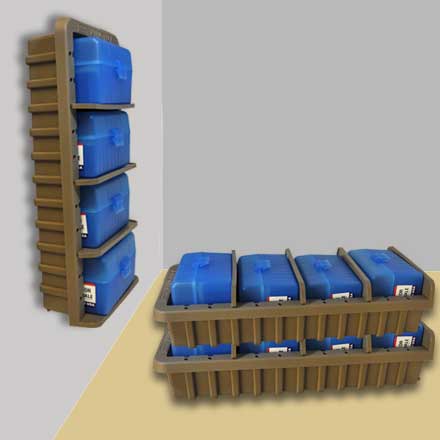 Dark Earth Ammo Rack with 4 RS-50-29 Clear Blue Ammo Boxes