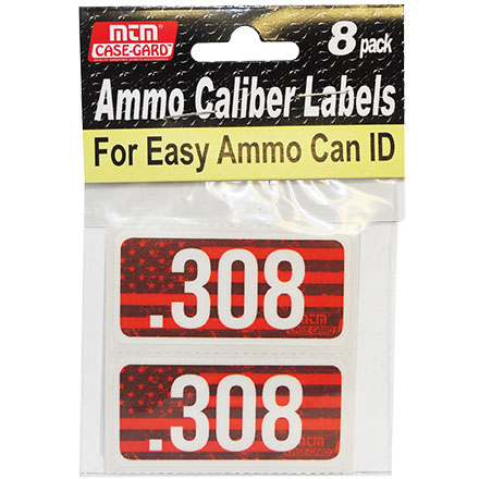 Ammo Caliber Labels for 308 Winchester 8 Pack