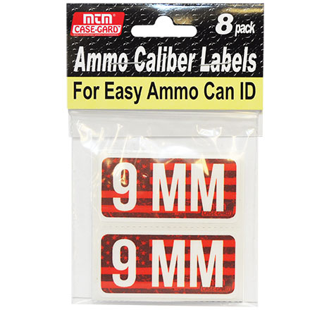 Ammo Caliber Labels for 9mm 8 Pack