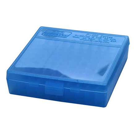 Flip Top 100 Round Ammo Box 44 Mag /44 Special /41Mag /45 Long Colt Clear Blue
