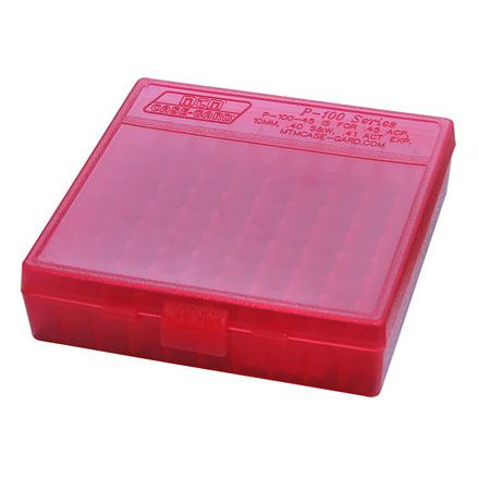 Flip Top 100 Round Ammo Box 44 Mag /44 Special /41Mag /45 Long Colt Clear Red
