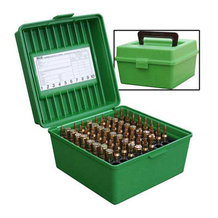 Handled Flip Top 100 Round Ammo Box Large Fat Bodied Magnum Rounds 458 SOCOM Green