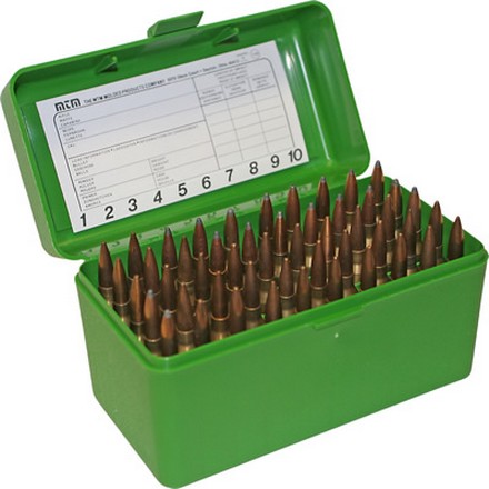 Flip Top 50 Round Ammo Box For WSSM Calibers & 500 S&W Green
