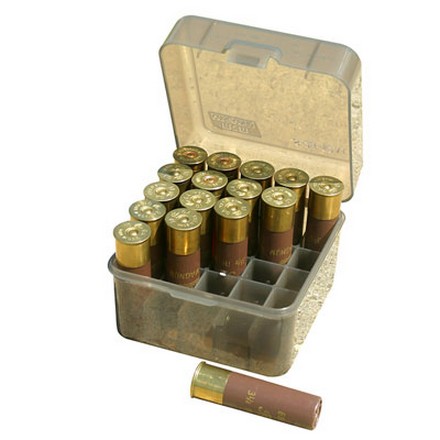 Flip Top 25 Round Deep Design Shotshell Ammo Box 10 and 12 Gauge Up To 3-1/2" (Clear Smoke)