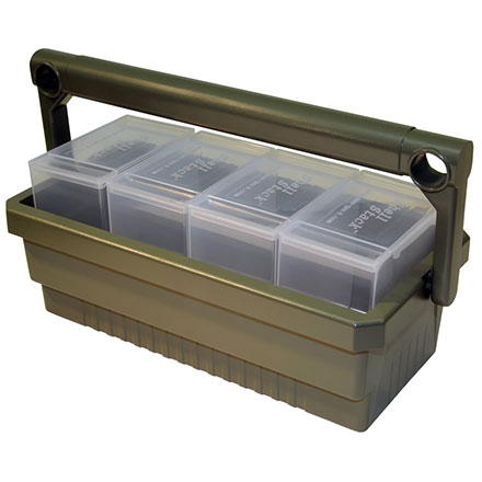 Shotshell Box Caddy with 4 12 Gauge Boxes (SS25s) Army Green with Clear Boxes