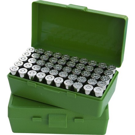 Flip Top 50 Round Ammo Box 38 Special /357 Mag /38 ACP /38 Super Green