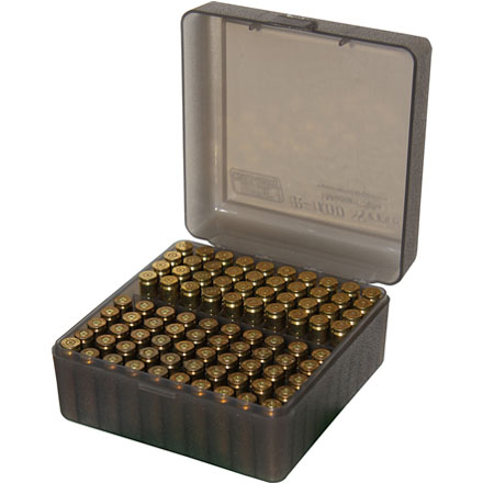 Flip Top 100 Round Ammo Box 22-250/308/243/7mm-08 Clear Smoke