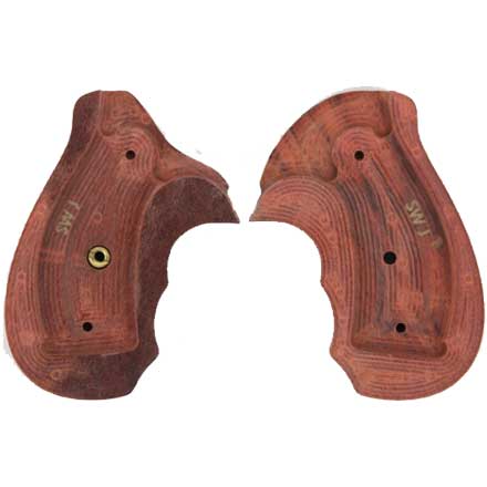 S&W J Frame Checkered Rosewood Deluxe Laminated Revolver Grip