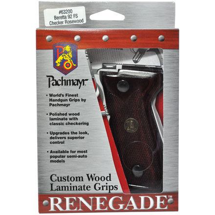 Beretta 92 Checkered Rosewood Deluxe Laminated Wood Pistol Grip