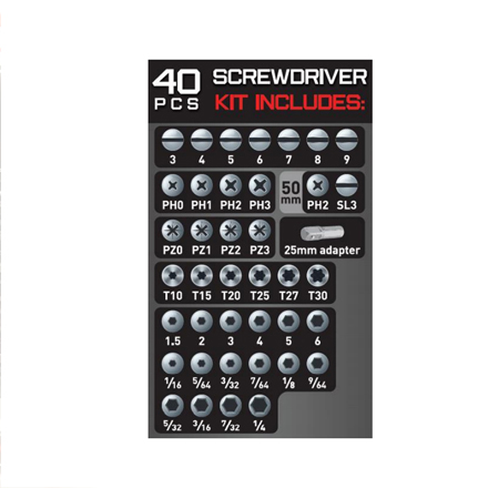 Pro Screwdriver Set 40 Piece Kit