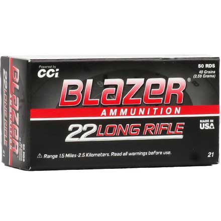 22 LR (Long Rifle) 40 Grain High Speed Blazer 50 Rounds