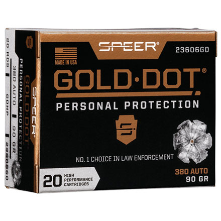 380 ACP 90 Grain Gold Dot Hollow Point 20 Rounds