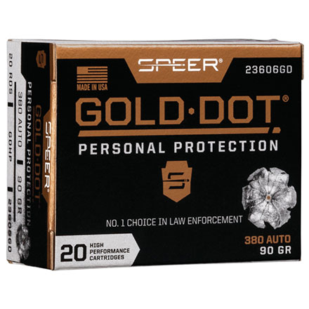 Speer Gold Dot 380 ACP 90 Grain Hollow Point 20 Rounds