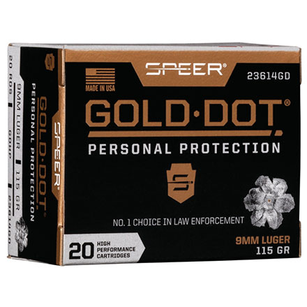 9mm Luger 115 Grain Gold Dot Hollow Point 20 Rounds