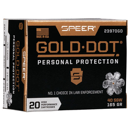 Speer Gold Dot 40 S&W 165 Grain Hollow Point 20 Rounds