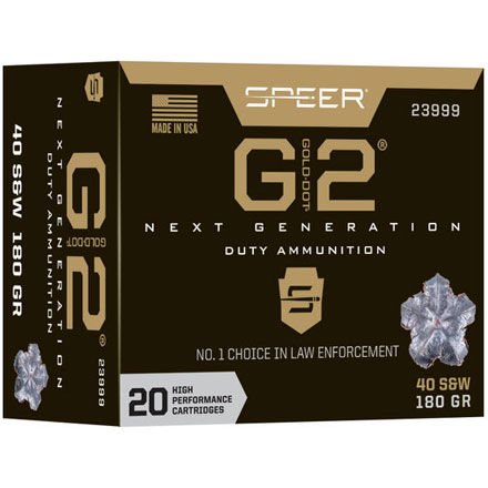 40 Smith & Wesson 180 Grain Gold Dot G2 20 Rounds
