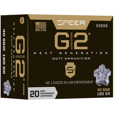 Speer Gold Dot G2 40 Smith & Wesson 180 Grain Hollow Point 20 Rounds