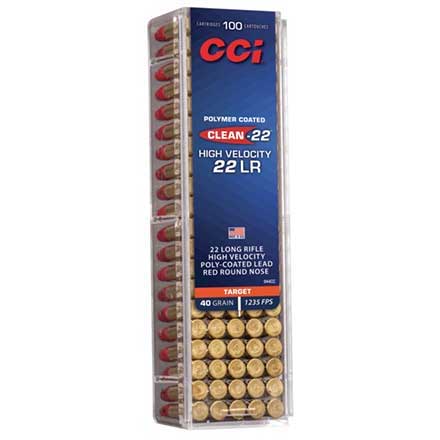 22 Long Rifle Target Red Poly Coated High Velocity 40 Grain LRN 100 Rounds