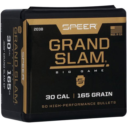 30 Caliber .308 Diameter 165 Grain Grand Slam Soft Point 50 Count