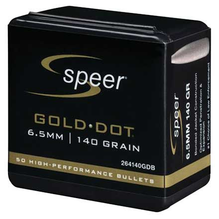 6.5mm .264 Diameter 140 Grain Speer Gold Dot Rifle Bullets 50 Count