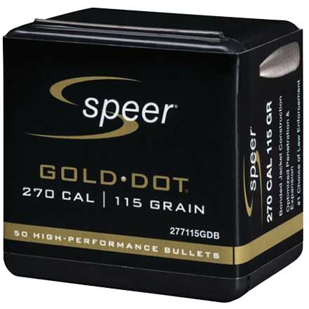 270 Caliber .277 Diameter 115 Grain Speer Gold Dot Rifle Bullets 50 Count