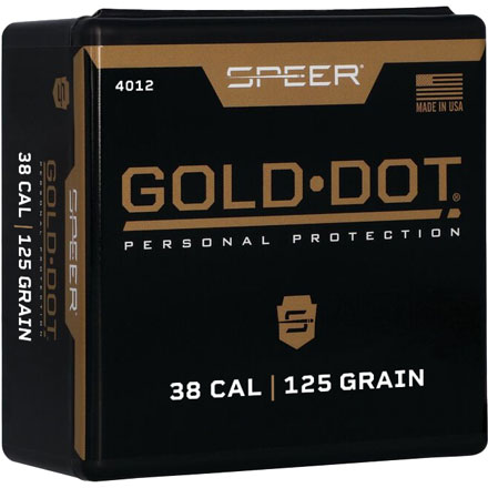 38 Caliber .357 Diameter 125 Grain Gold Dot Jacketed Hollow Point 100 Count