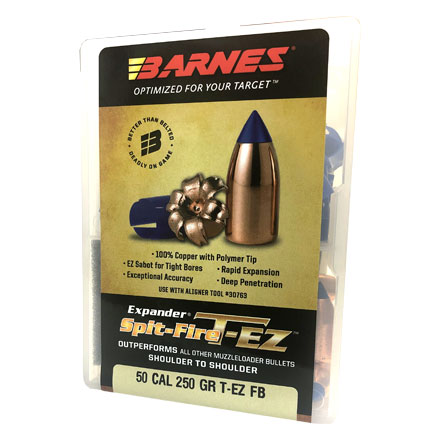 50 Caliber .451 Diameter 250 Grain TEZ Muzzleloader Bullet Spit-Fire Flat Base With Sabots 24 Count