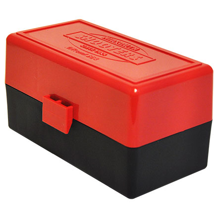 Hinged Top 50 Round Red With Black Base Ammo Box 223 Remington, 300 AAC Blackout, etc.