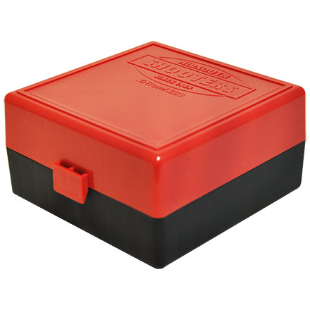 Hinged Top 100 Round Red With Black Base Ammo Box 223 Remington, 300 AAC Blackout, etc.