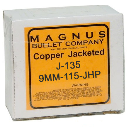 9mm .355 Diameter 115 Grain Jacketed Hollow Point  250 Count