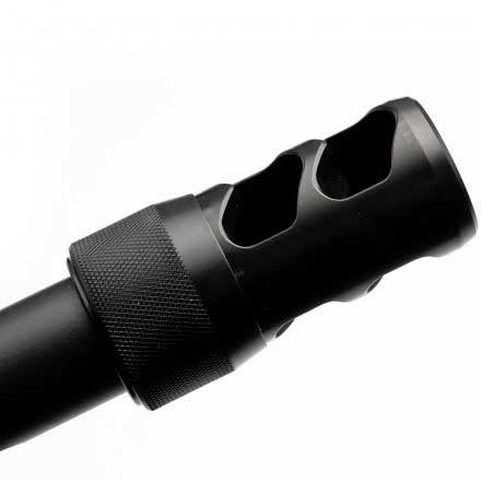 Hellfire 2 Port Self Timing Muzzle Brake With Adapter 6.5mm/30cal 5/8-24
