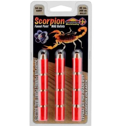 54 Caliber Sabot With .451 Diameter 300 Grain Scorpion Funnel Point Mag Bullet 12 Count