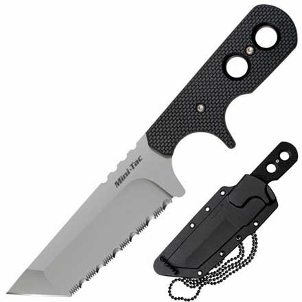 Mini Tac Tanto Serrated  6 3/4" Overall 3 3/4" Blade Stainless Steel Knife