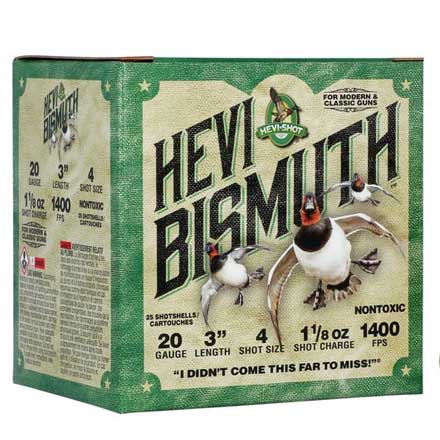 20 Gauge Hevi Bismuth 3 Inch 1-1/8 Oz #4 Shot 25 Rounds
