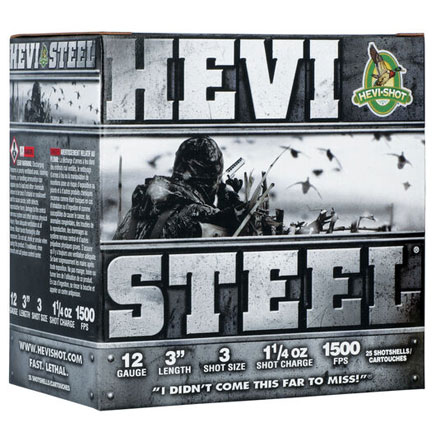 12 Gauge Hevi-Steel 3 Inch 1-1/4 Ounce #3 Shot 25 Rounds