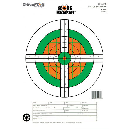 Champion Scorekeeper 25 Yard Pistol Slow Fire Target 12 Pack