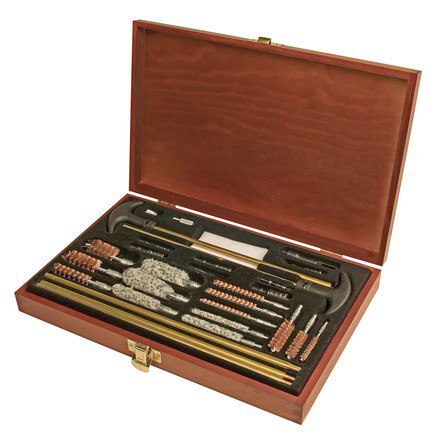 Outers 32 Piece Universal Cleaning Kit 17 Caliber - 12 Gauge With Wood Box