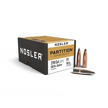 270 Caliber .277 Diameter 150 Grain Spitzer Partition 50 Count