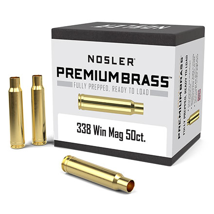 338 Winchester Mag Unprimed Rifle Brass 50 Count
