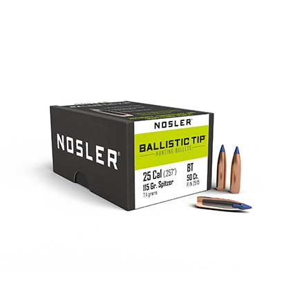 25 Caliber .257 Diameter 115 Grain Spitzer Ballistic Tip Hunting 50 Count